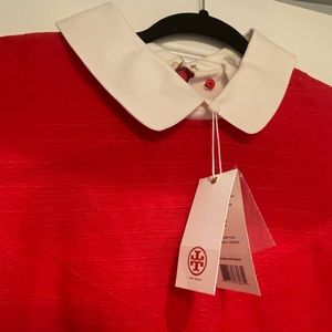 NWT Tory Burch Dress -red with white Peter Pan collar.